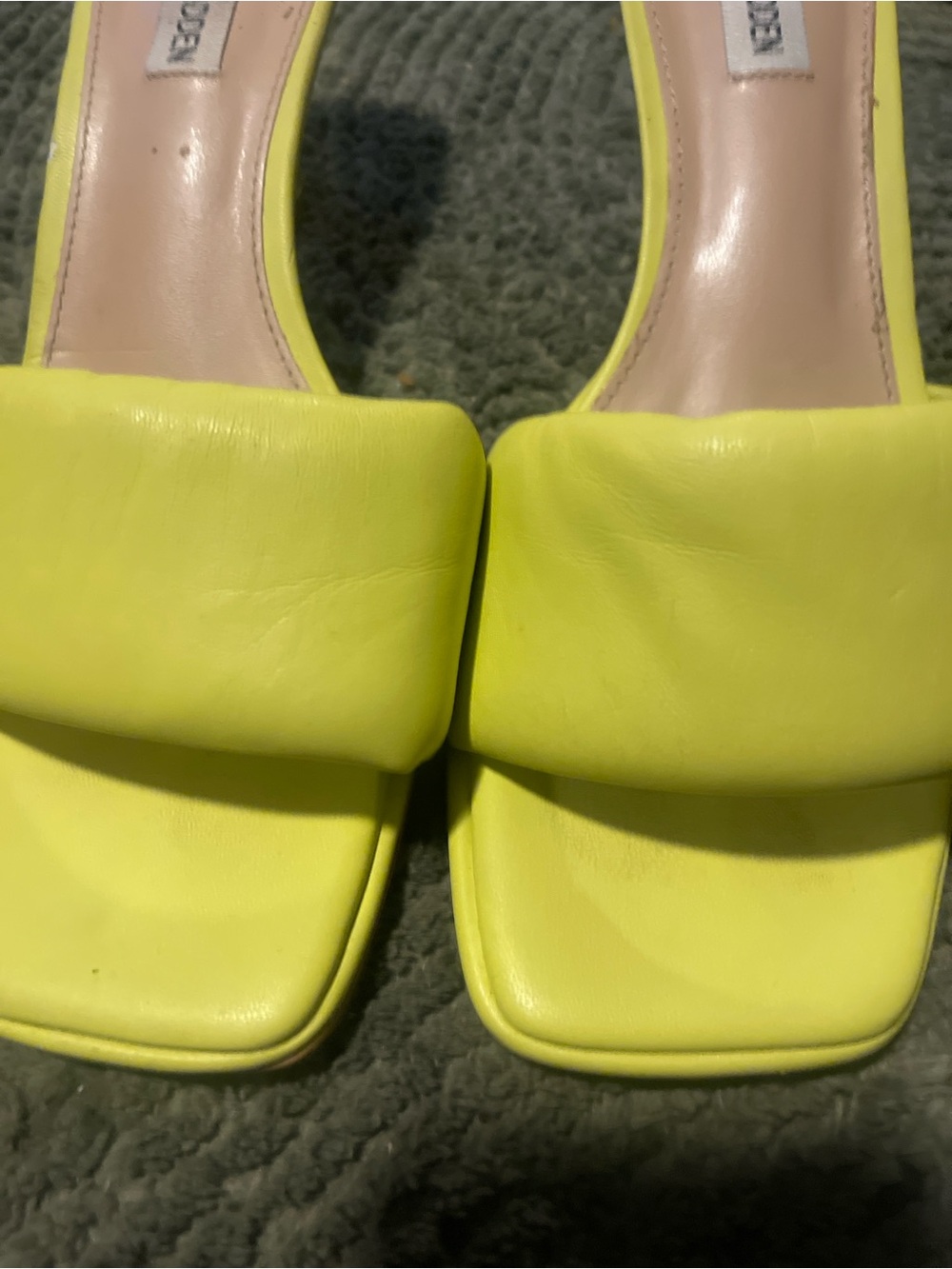 Steve Madden Neon Yellow Padded Slide Heels